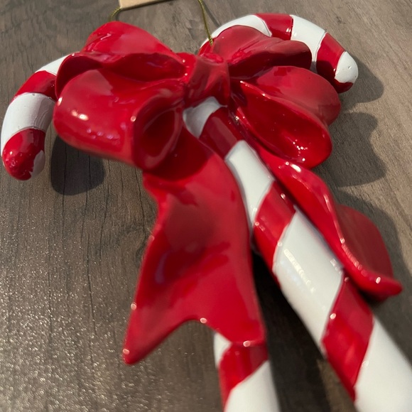 NEW Home Goods TjMaxx Candy Cane W/ Red Bow Ribbon Resin Christmas Tree Ornament - Picture 4 of 9